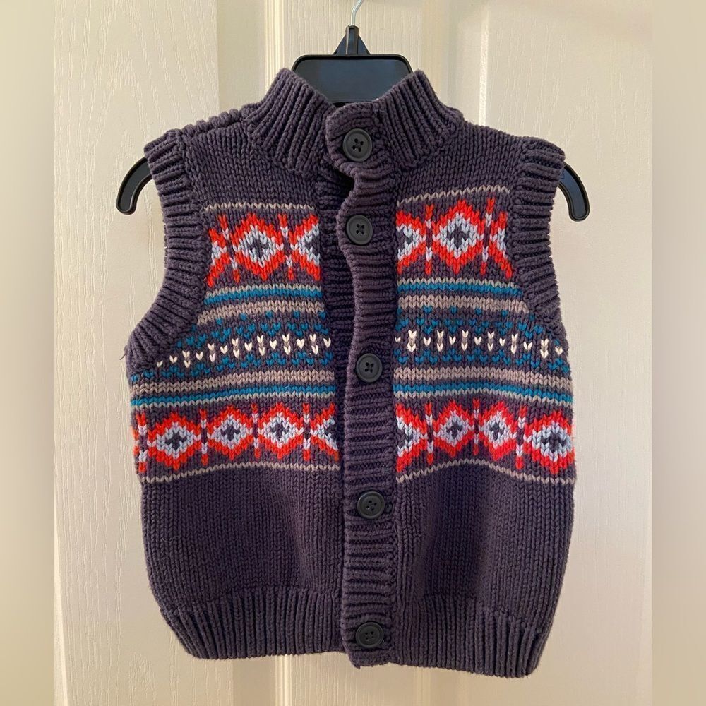 Tea Collection Blue Arata Sweater Vest Boys Size XS 2-3